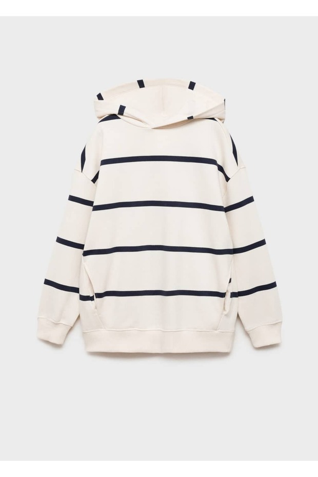 Çizgili kapüşonlu sweatshirt - 1