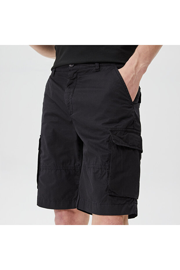Erkek Regular Fit Siyah Bermuda - 4