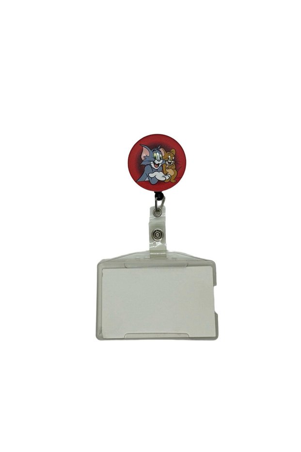 Confused Cat, Mischievous Mouse Themed Metal Yoyo Card Holder Yoyo Id Badge Holder