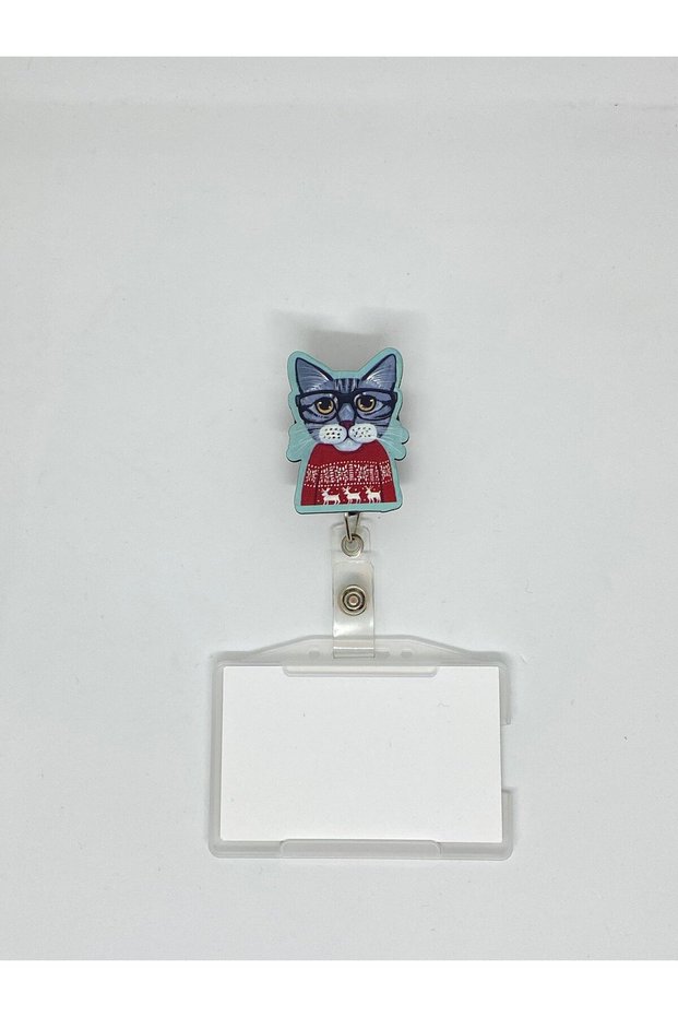 Cat With Glasses Themed Yoyo Card Holder Yoyo Badge Holder