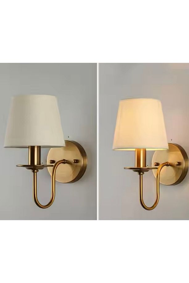 Modern Busto Pilli Aplik Eskitme Gold Sarı Krem Abajur Tak Çalıştır Kablosuz Pilli Aplik - 3