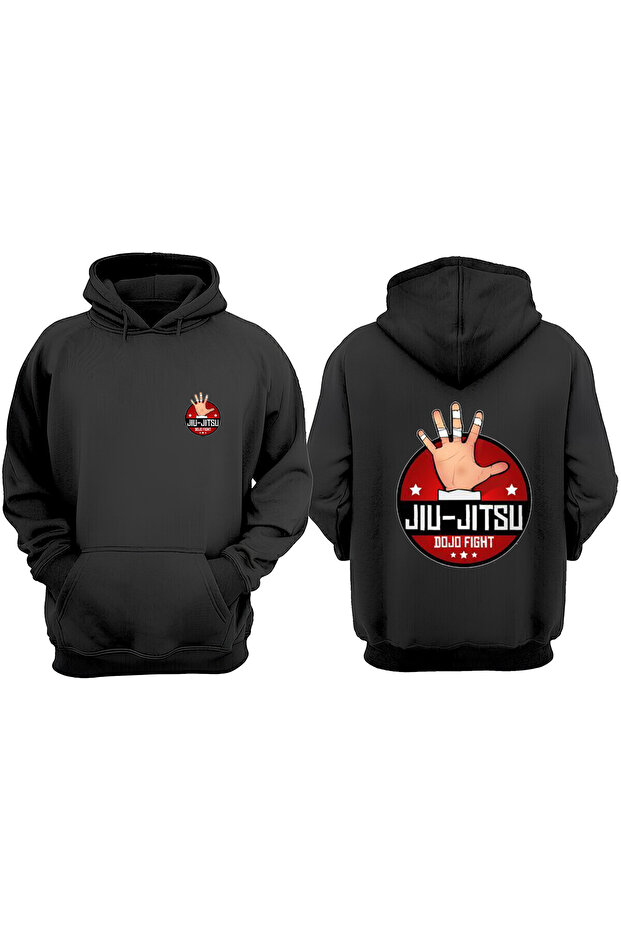 Unisex Jıu Jıtsu Hand Design Front Back Printed Regular Fit Black Sweatshirt