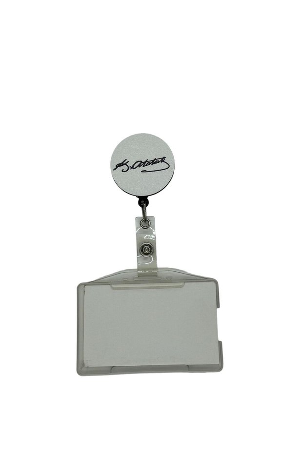 Ataturk Signature White Themed Yoyo Card Holder Yoyo Id Badge Holder