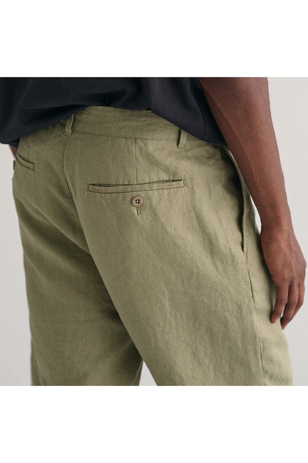Erkek Yeşil Relaxed Fit Keten Şort - 6