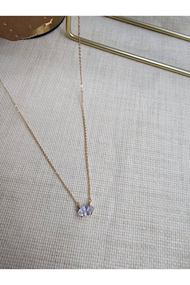 Oval Tektaş Görünümlü Çelik Kolye - 3