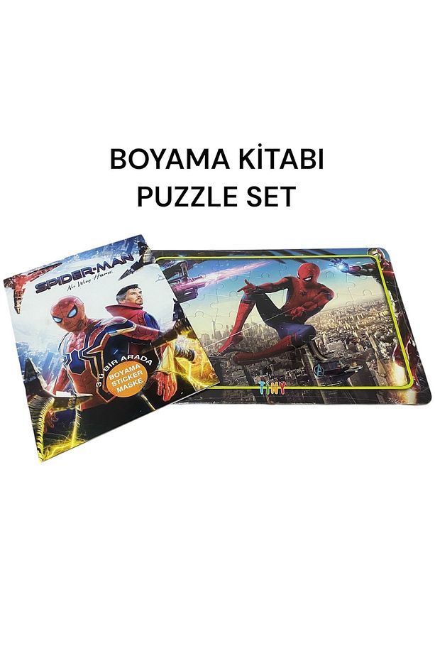 ÖRÜMCEK ADAM PUZZLE YAPBOZ VE BOYAMA KİTABI SET - 1