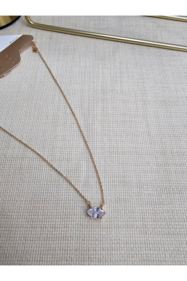 Oval Tektaş Görünümlü Çelik Kolye - 1