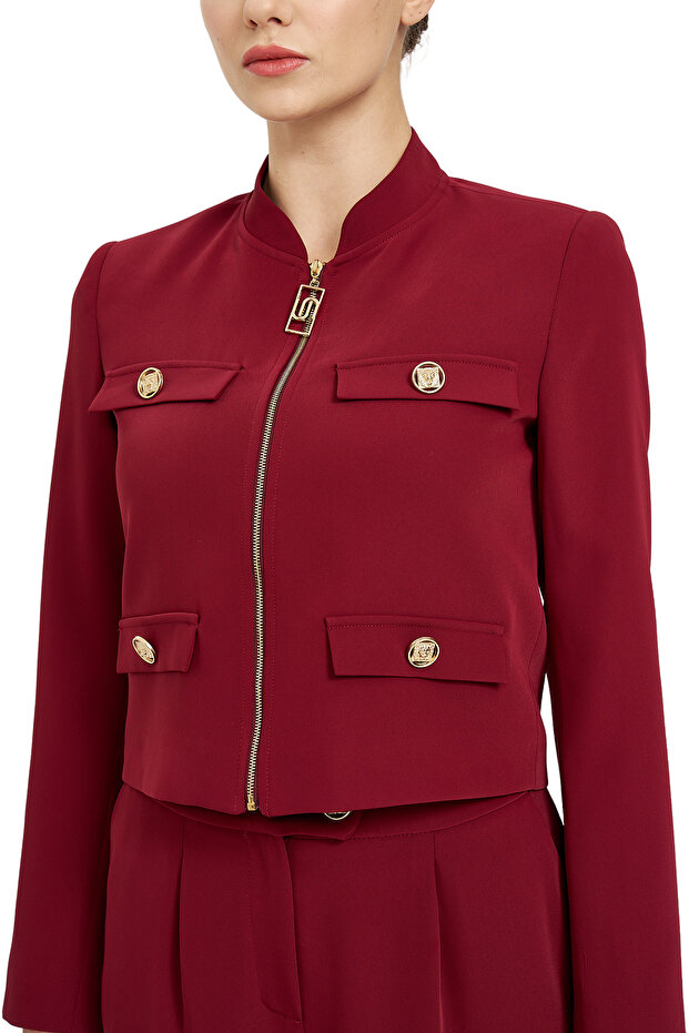 Fermuarlı Crop Ceket - 5