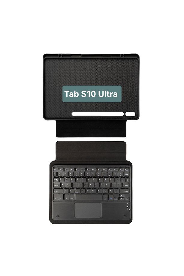 Galaxy Tab S10 Ultra SM-X920 için Keyboard Bluetooh Bağlantılı Standlı Klavyeli Tablet Kılıfı - 1
