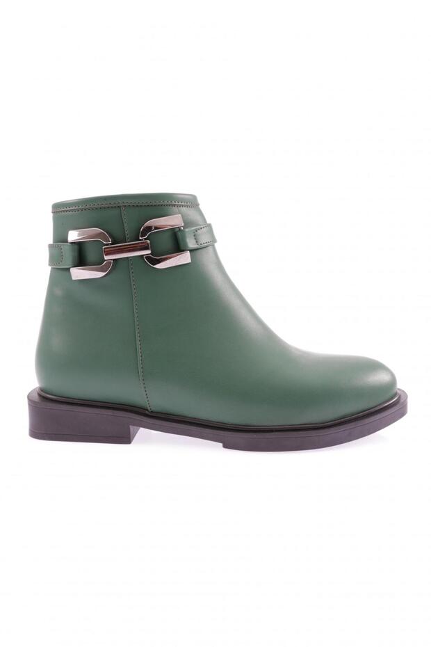 Pm386-K019-22K Round Toe Chain Accessory Detailed Women's Ankle Boots