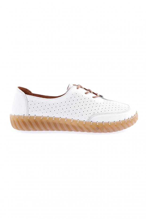 Women's Saddled Zenne Shoes White Genuine Leather 78332110