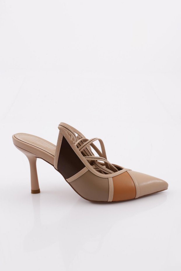 7032-22y Women's Pointed Toe Ankle Lacing Colorful Heeled Shoes