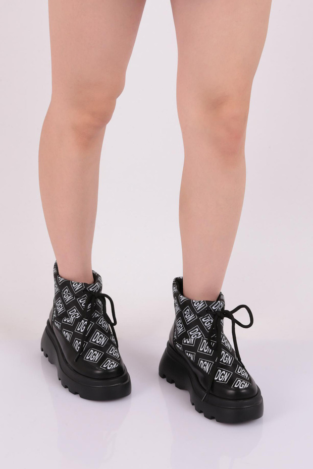 Kadın Kalın Taban Ip Detaylı Paraşüt Bot Siyah 15299233118 - 5