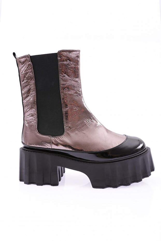 Es804 Women's Thick Sole Stretch Detailed Heeled Boots