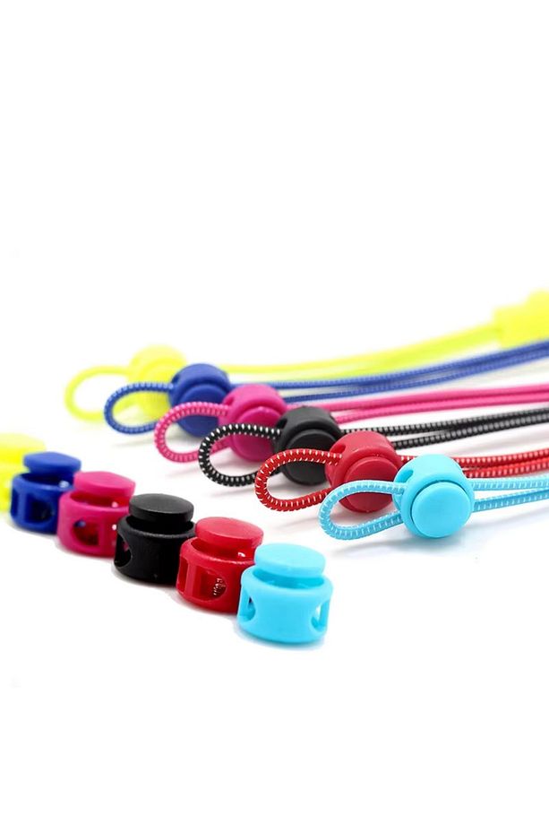 Akıllı Kilitli Elastik Ayakkabı Bağcığı / Elastic Shoelace White On Black Dots Round - 5