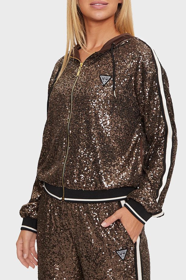 Mini Sequins Payetli Regular Fit Kapüşonlu Yaka Crop Sweat V4BQ19KCI90  SWEAT V4BQ19 KCI9 - 1