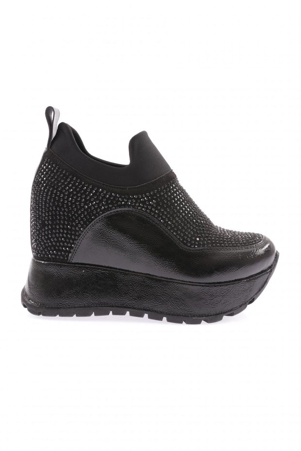 927-23y Women's Mega Thick Sole Silver Stone Sneakers Shoes
