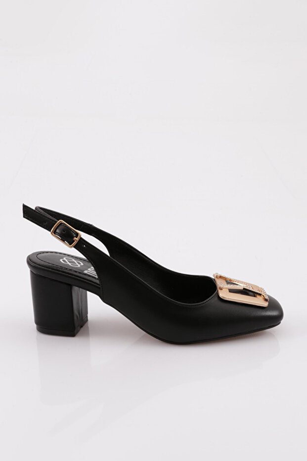 A15 Women's V Buckle Open Back Heeled Shoes