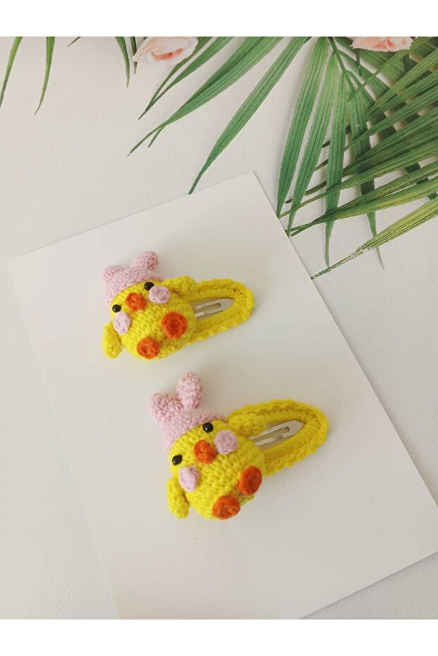 Chick Amigurumi Handmade Organic 2-Piece Snap Buckle Niche Hair Accessory