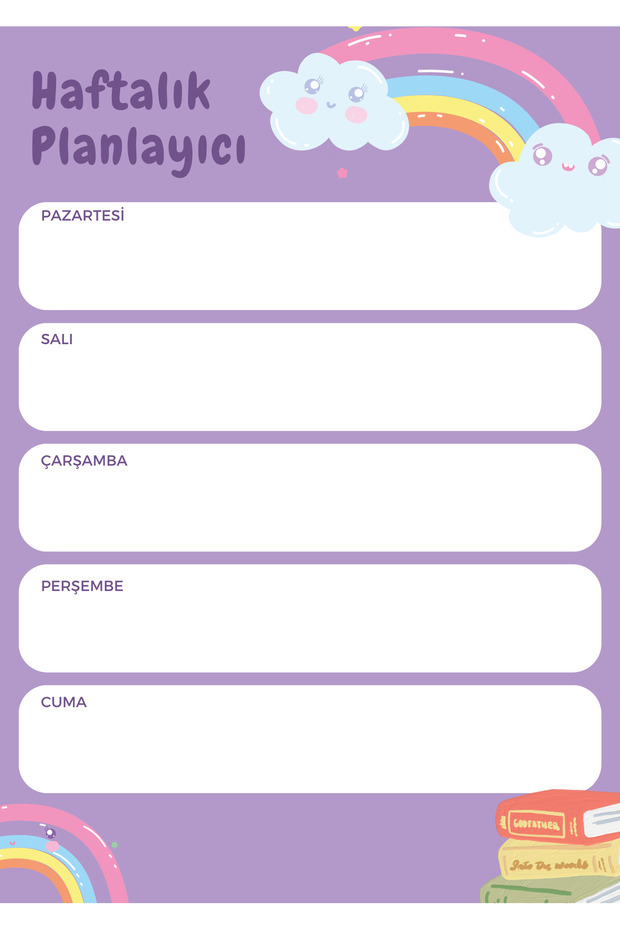 مخطط أسبوعي أرجواني لطيف مقاس A5 50 ورقة - 2