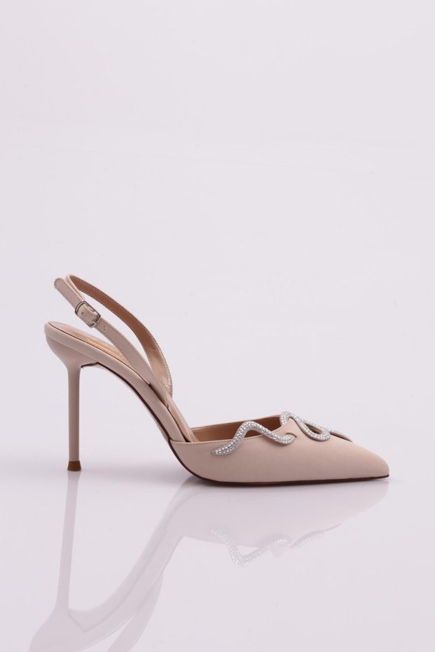 5160 Women's Stone Rope Detailed Back Open Heeled Shoes