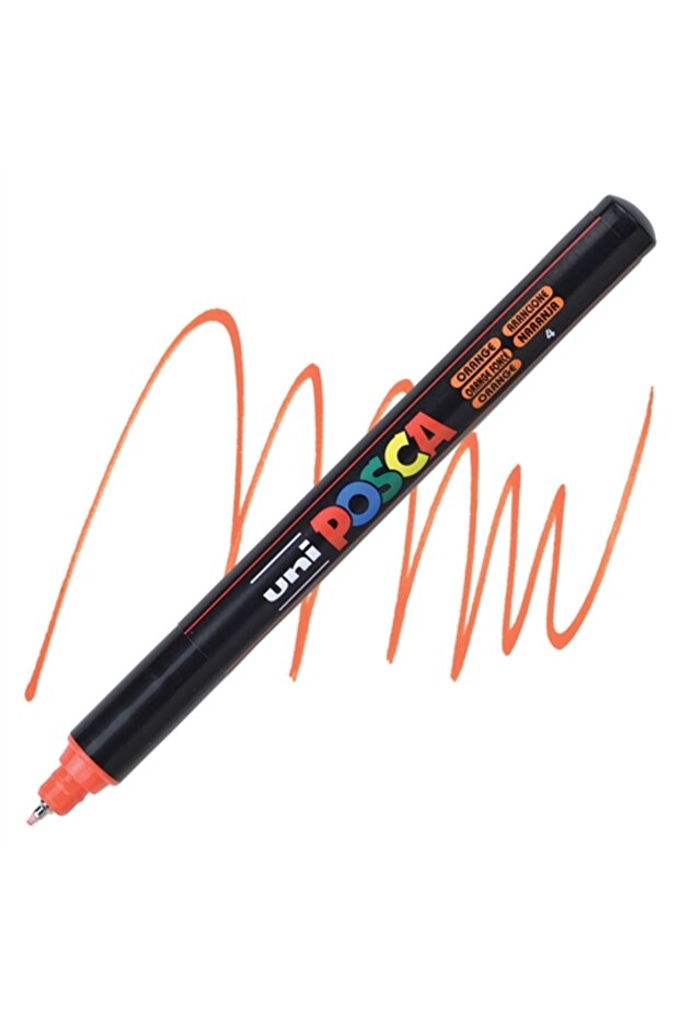 Uniball Posca 0.7 مم قلم تحديد الملصقات الدقيق برتقالي (4) / PC1MR