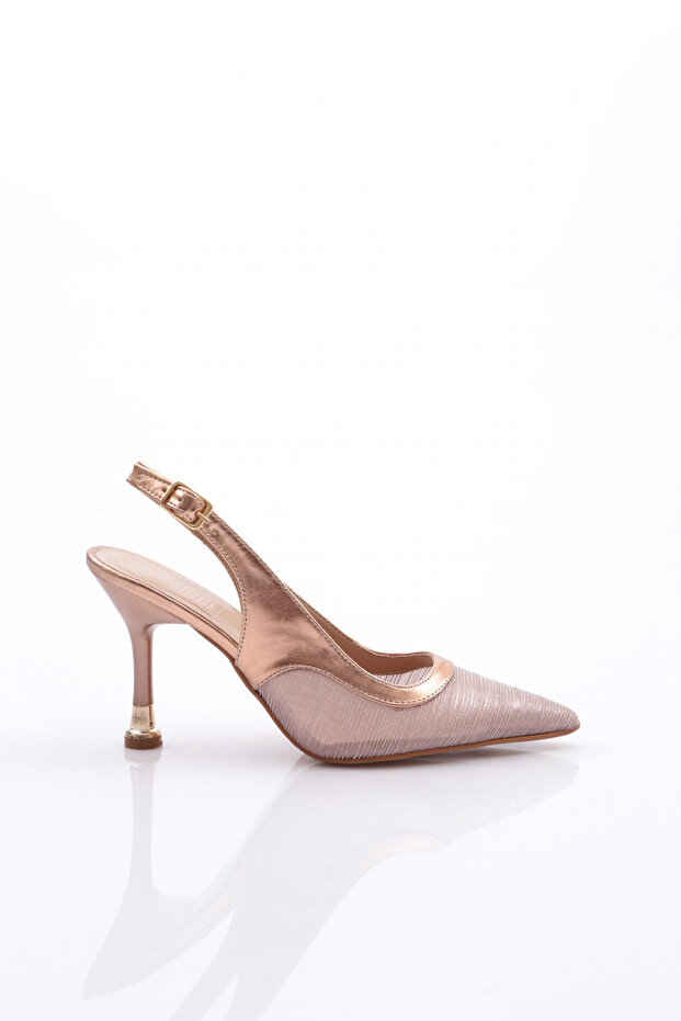 Women's Open Back Heeled Shoes Rose Striped 21423534