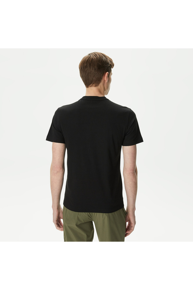 Erkek Regular Fit Bisiklet Yaka Baskılı Siyah T-Shirt - 2