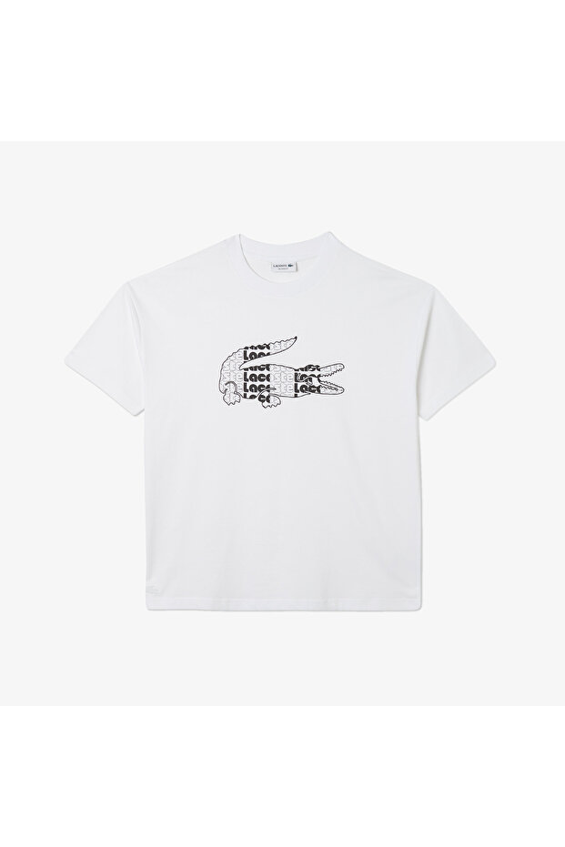 Erkek Relaxed Fit Bisiklet Yaka Baskılı Beyaz T-Shirt - 3