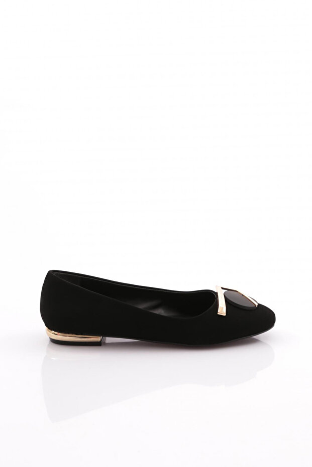 Women's Metal Buckle Ballerinas Black Velvet 28242534