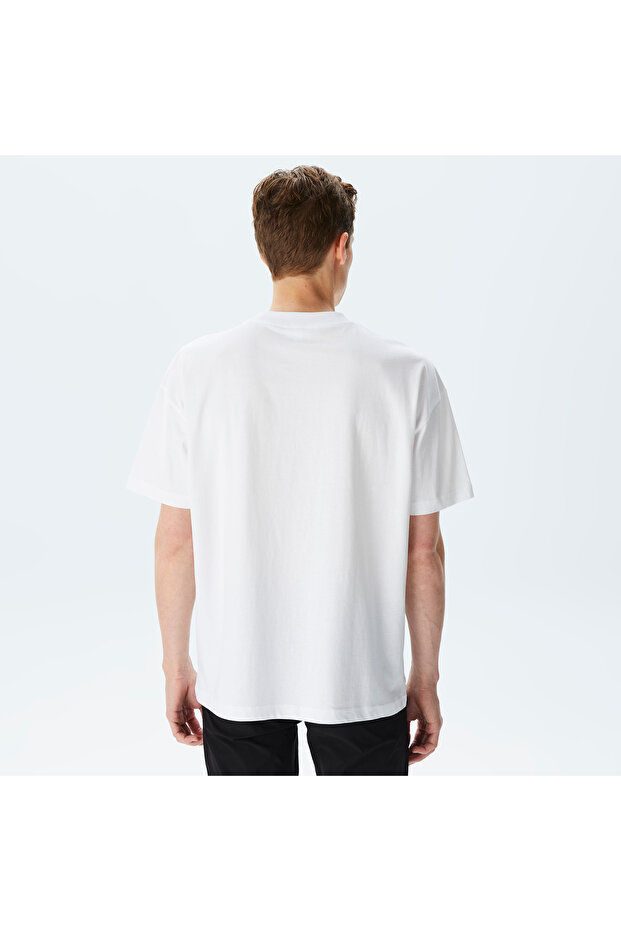 Erkek Relaxed Fit Bisiklet Yaka Baskılı Beyaz T-Shirt - 2