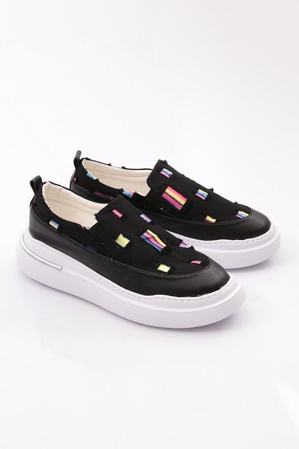 Kadın Lastikli Sneaker Ayakkabı Siyah Kot 16835105 - 2