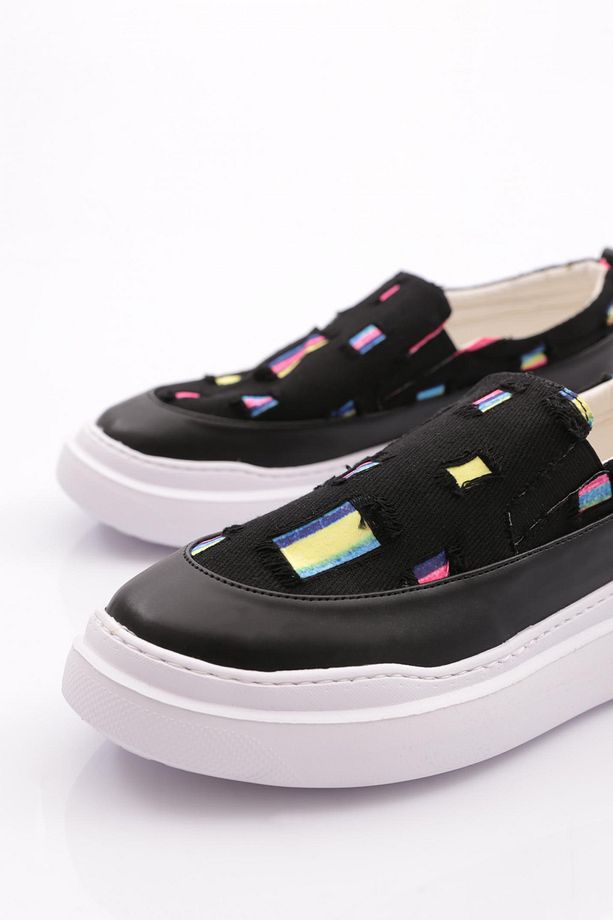 Kadın Lastikli Sneaker Ayakkabı Siyah Kot 16835105 - 4