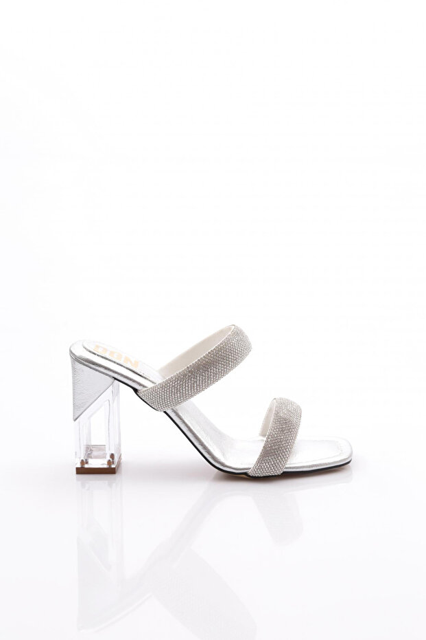 2025 Women's Double Striped Heeled Evening Dress Slippers