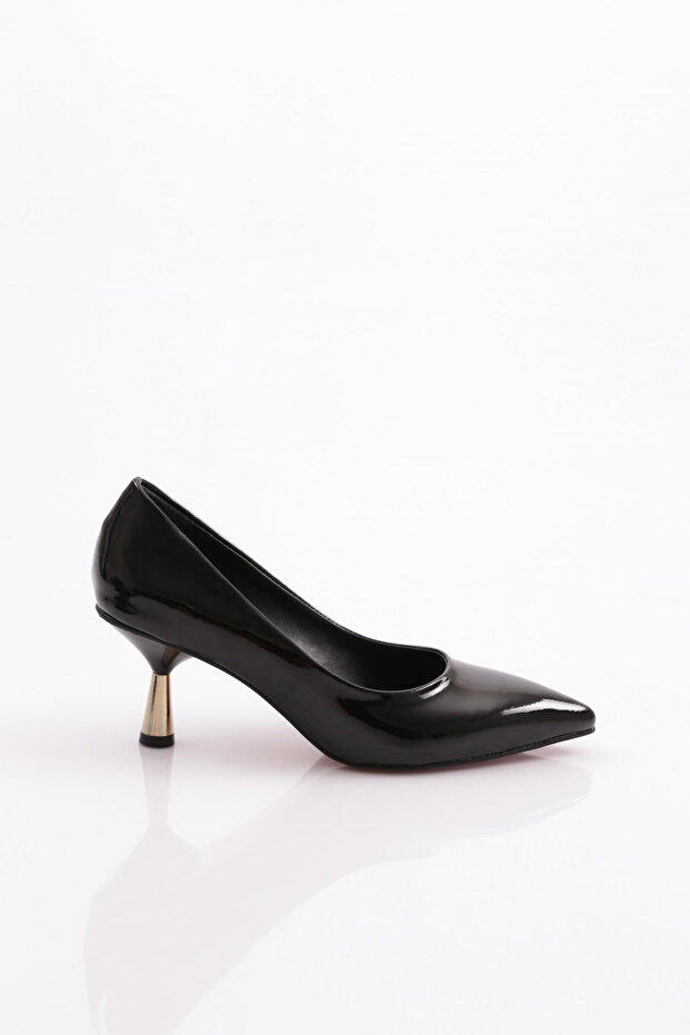 Women's Pointed Toe Low-Cut Heeled Shoes Black Patent Leather 451221029