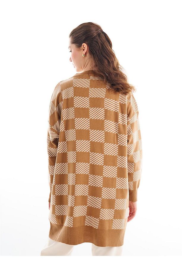 Exclusive Soyut Desen Triko Tunik Bej-ekru - 4