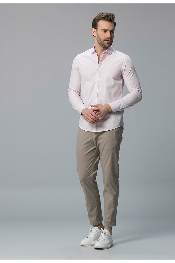 Adrin Erkek Smart Gömlek Slim Fit Pembe - 1