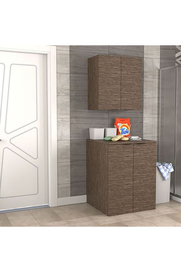 Fix Arya Ve Loft Uyumlu Çamaşır Makinesi Dolabı Renk Aybe Kahve - 1