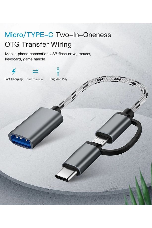 Yüksek Hızlı Usb 3.0 Otg To Type C Micro Usb Data Şarj Çevirici Dönüştürücü Adaptör Hasır Kablo - 6