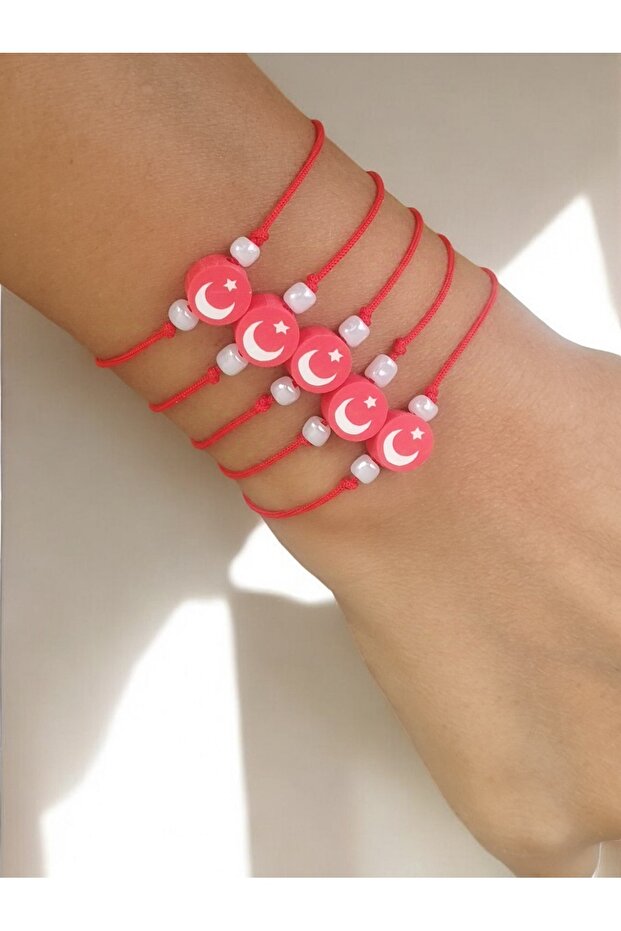 Turkish Flag 5 Piece Rope Bracelet