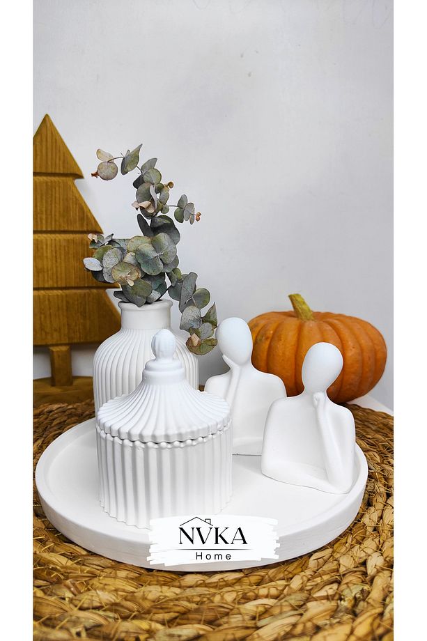 EROS  BOHEM SET (1 ÇİFT SEVGİLİ+1 ADET FİTİLLİ VAZO+1 ADET KAPAKLI MUMLUK+1 ADET 20 CM SUNUMLUK) - 1
