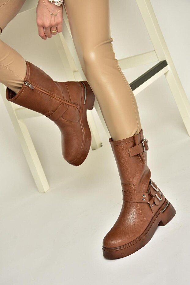 T996333009 Taba Kalın Tabanlı Kadın Bot - 1