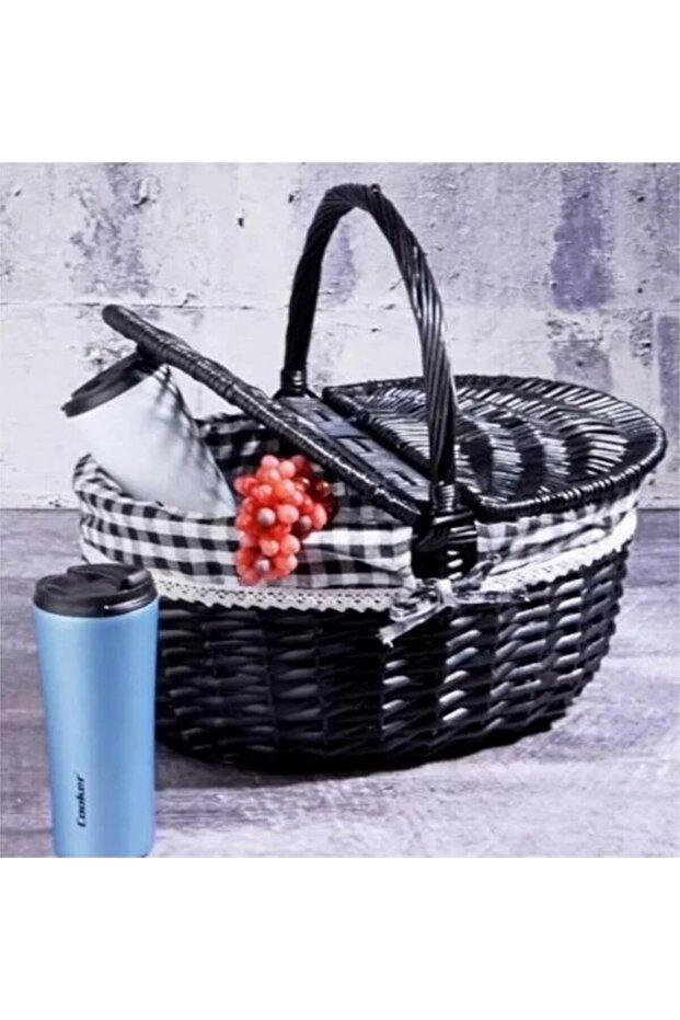 Large Wicker Black Picnic Basket