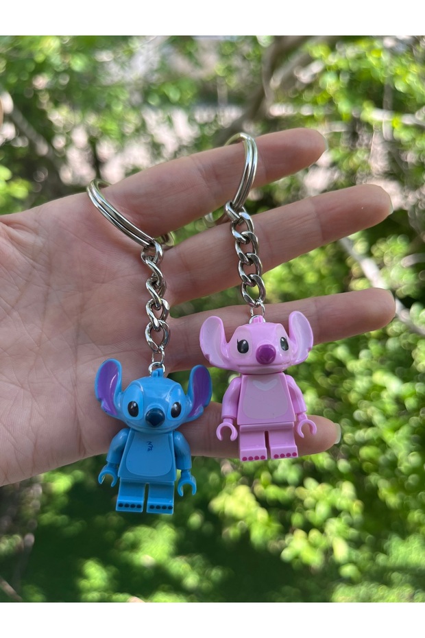 Stitch and Angel Mini Figure Couple Keychain (2 Items)