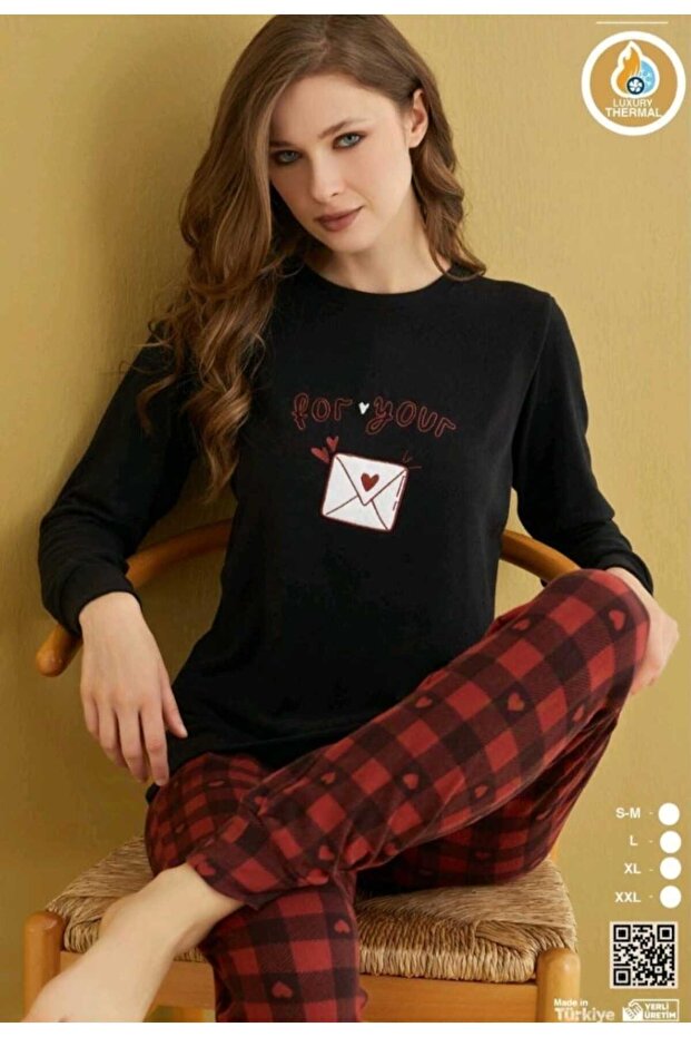 Christmas Themed Checkered t Ermaly Soft Pajamas Set