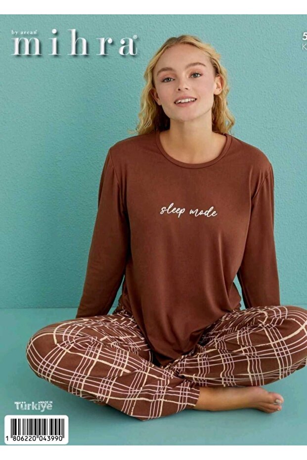 altı kareli yumuşak viskon  pijama takımı - 1