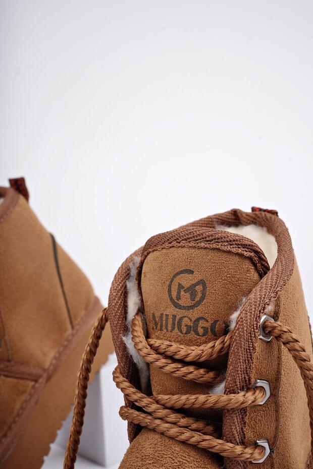 Puffy Guaranteed Thick Sole Furry Inside Lace up Codzienne mini półbuty dziecięce - 6