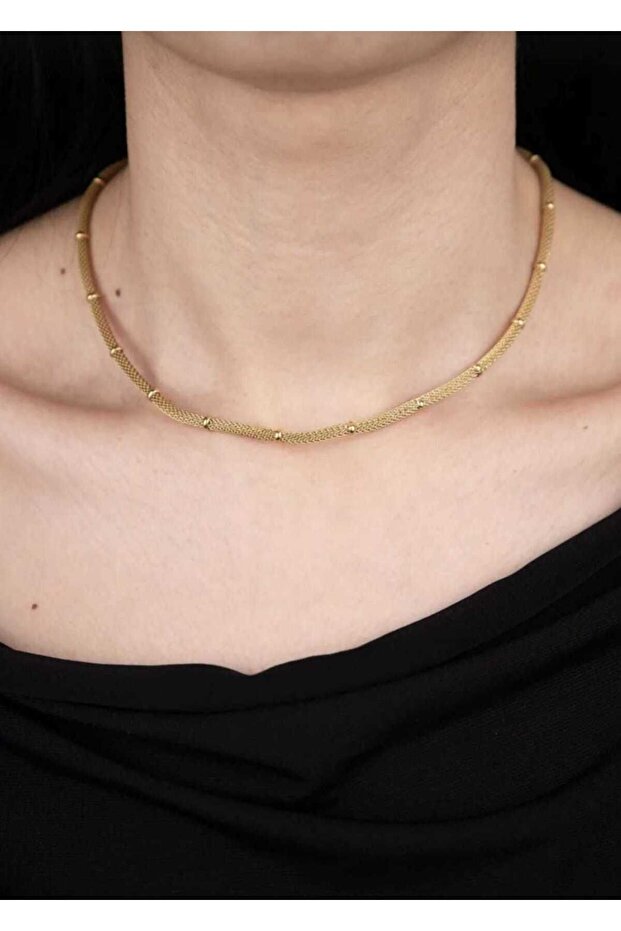 Kadın düğümlü hasır çelik kolye - 5