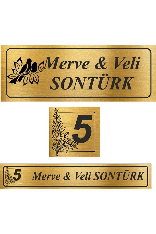 çift evli sevgili modeli  3'lü Set Kapı Isimliği, Kapı Numarası, posta kutusu numarası - 1