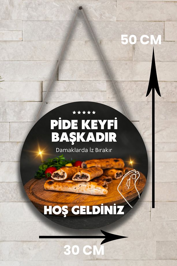Pide Salonu için Çift Taraflı Hoş Geldiniz Karşılama Tabelası, Pide Dükkan Kapı Duvar Tablo Pano Süs - 5